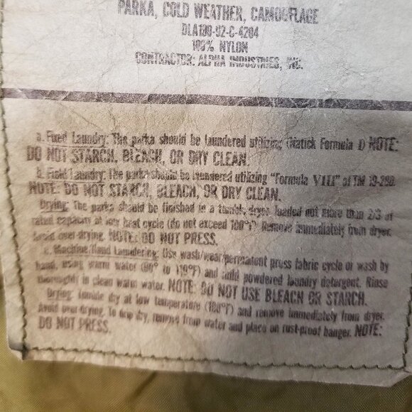 Men's Vintage Military Camo Cold Weather Parka, Size Medium Tall, GUC-VGUC - Picture 7 of 14